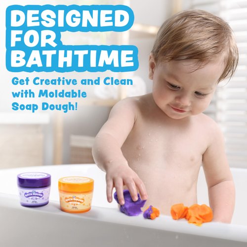 Tub Works® Bath Dough™ Moldable Kids Soap Bath Toy, Variety 6 Pack | Shape, Mold & Create Bath Art with Soap Dough | Soft & Moldable Kids Bath Soap for Shaping | Sensory Fun Toddler & Kids Bath Toys
