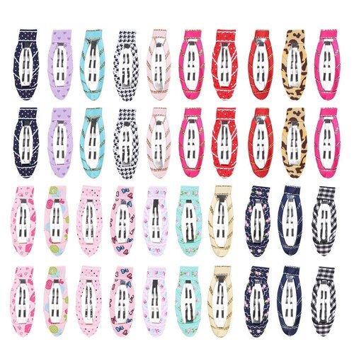 40pcs/pack 2 Inch No Slip Snap Hair Clips Ribbon Wrapped Barrettes for Girls Toddlers Kids Women ...