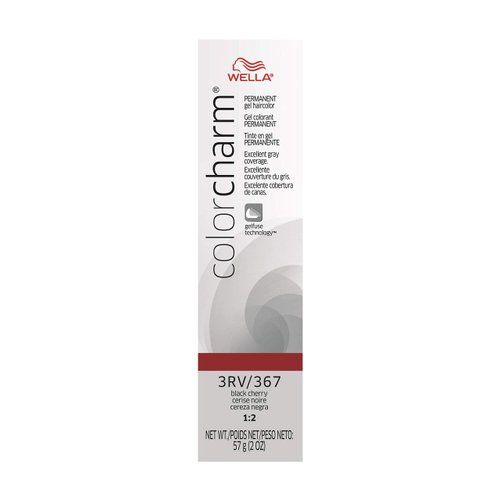WELLA colorcharm Permanent Gel, Hair Color for Gray Coverage, 3RV Black Cherry