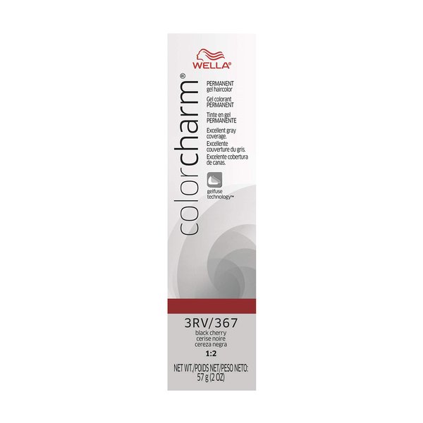 WELLA colorcharm Permanent Gel, Hair Color for Gray Coverage, 3RV Black Cherry