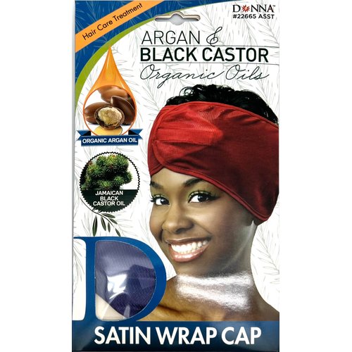 DONNA Argan & Black Castor Treatment Satin Wrap Hair Wrap for Sleeping Cap 1PC, PURPLE COLOR