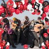 Rock and Roll Birthday Party Decorations - Red Music Theme Latex Balloon, Guitar Note Foil Balloons for Boys and Girls Party Supplies