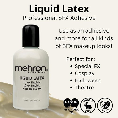 Mehron Makeup Liquid Latex | SFX Makeup | Halloween Latex Makeup | Latex Glue for Skin | Prosthetic Glue 4.5 fl oz (133 ml) (Zombie Flesh)