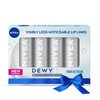 NIVEA Dewy Lip Care with Hyaluronic Acid, Lip Balm Leaves Visibly Less Noticeable Lip Lines and No Waxy Feel, 0.18 Oz, Pack of 4