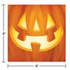 Creative Converting Glowing Pumpkins Beverage Napkins, 5", Multi-color