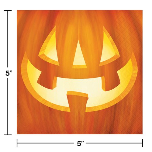 Creative Converting Glowing Pumpkins Beverage Napkins, 5", Multi-color