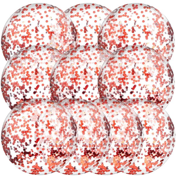 Civaner 10 Pieces Inflatable Beach Balls 16 Inch Glitter Summer Swimming Pool Balls Valentine Outdoor Decor Ball Ornaments Floatable Confetti Ball for Beach Xmas Party Favor(Rose Gold)