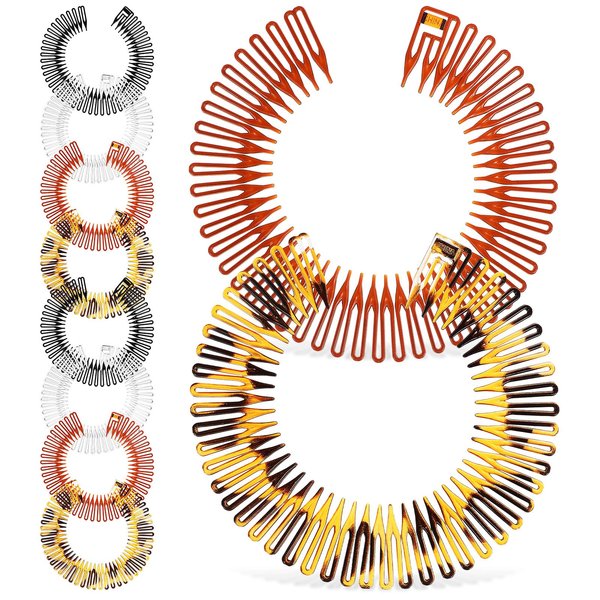 minkissy 10pcs Spring Comb Wig Comb Circle Headband Headbands Circular Comb Headband Flexible Stretch Comb Headband Headbands for Women Claw Headband Round Rice Flour Plastic Miss