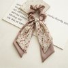 4PCS Bow Hair Scarf Scrunchies Floral Hair Scarf Ties Satin Hair Ribbon Scrunchy Ponytail Holder for Women and Girls