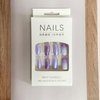 Silver Purple Press on Nails Square Medium Fake Nails With Aurora Designs Full Cover Glitter False Nails Acrylic Stick on Nails Reusable Artificial Nails for Women Glue on Nails 24Pcs
