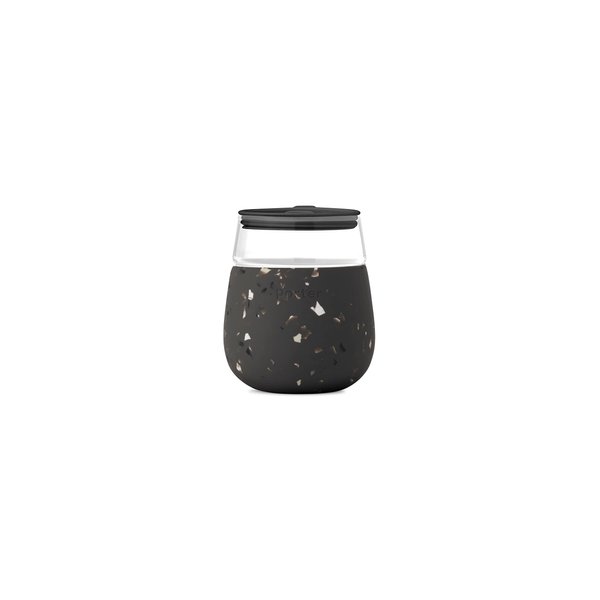 W&P Porter Wine Cocktail Glass w/Protective Silicone Sleeve | Terrazzo Charcoal 15 Ounces | On-the-Go | Reusable | Portable | Dishwasher Safe