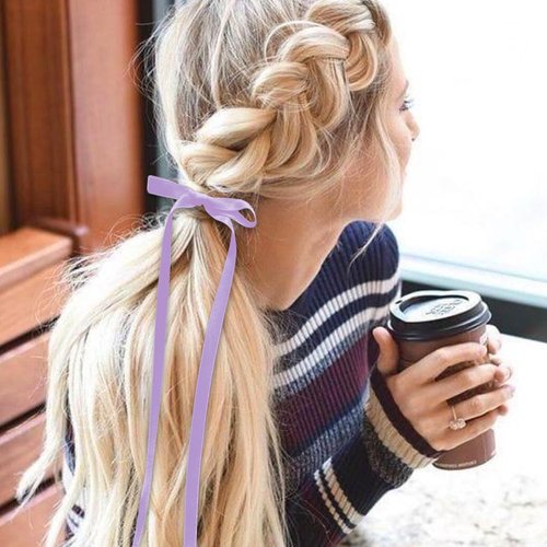 Bow Hair Clips,2 PCS Purple Hair Bows Tassel Hair Ribbons,Long Hair Bow Satin Hair Clip Ribbon Accessories for Women Valentine's Day (Purple)