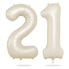 Biapian 40 Inch Cream Number 21 Balloon, 21st Birthday Balloons, Big Digital 21 or 12 Beige White Giant 21 Foil Balloon Helium for 12th 21st Birthday Decorations Anniversary Baby Shower Party Supplies