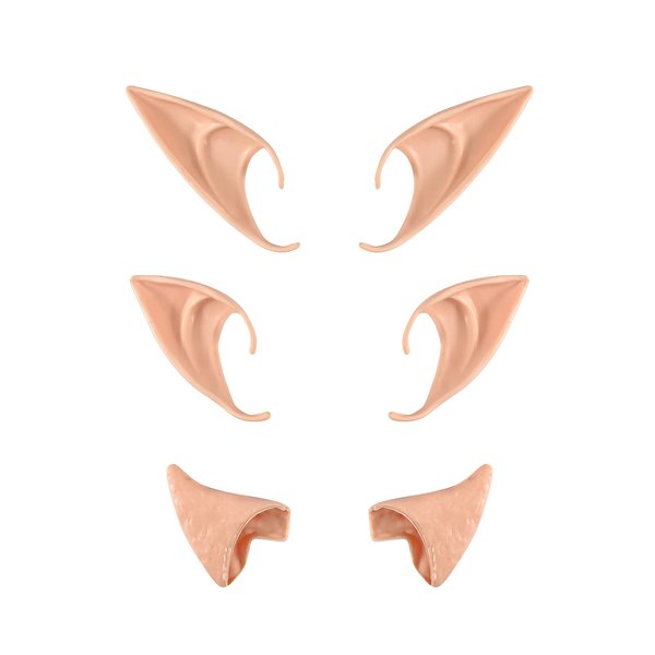 3 Pairs Latex Elf Ears Pixie Elf Ears Fairy Ears Soft Pointed Goblin Ears Cosplay Halloween Party Props Alien Elven Prosthetic Ears Dress Up Costume Accessories for Anime,Masquerade,Halloween