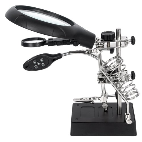 AORAEM LED Light Helping Hands Magnifier Station,2.5X 7.5X 10X Magnifying Glass Soldering with Clamp and Alligator Clips Desktop Magnifer Stand for Craft Carving Jewelry
