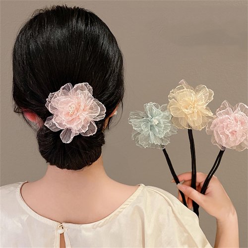 3 Pcs Flower Hair Buns Hair Ponytail H air Sticks Nonslip Hair Pins Hair Accessories for Women Girls #03