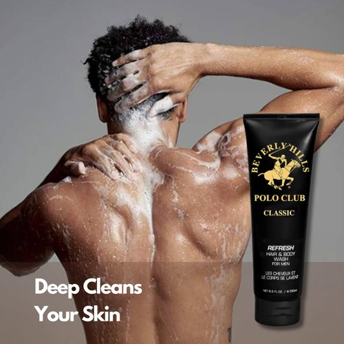 Beverly Hills Polo Club Refreshing and Cleansing Hair and Body Wash for Men with Luxury Designer Scents BHPC 8.5 oz (Classic)