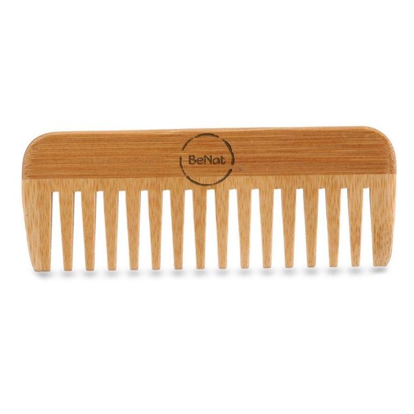 BeNat All Natural Bamboo Wooden Hair Comb for Women and Men - Eco Friendly Hair Accessories Ideal For Detangling Curly Hair and Beard Comb For Men