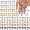 UOTEY 60 Pcs Metal Bow Nail Charms, Alloy Nail Bows 3D Golden Silver Gray Bowknots Charms for Nails, Luxury Shiny Bow Tie Nail Gems Charms, Nail Art Accessories Manicure Nails DIY Charms