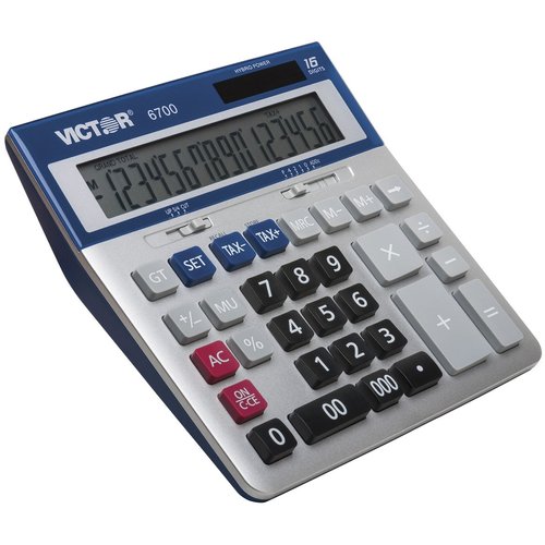 Victor 16-Digit Desktop Calculator, Silver, Blue