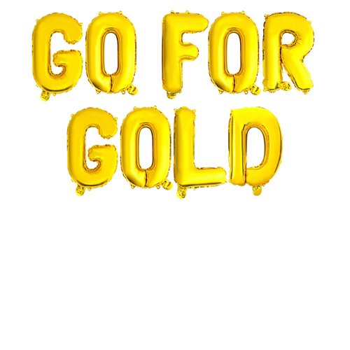 18in GO FOR GLOD Balloons Banner,Gold Champion Foil Balloons Party Banners for Sports Themed Party Decorations Sports Competitions Party Supplies Wall Home Decor