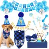 RoundFunny 23 Pcs Dog Birthday Party Supplies Dog Birthday Toy Set Dog Birthday Cake Teething Toys Squeak Toy Interactive Dog Toys Dog Birthday Decorations with Box for Puppy Small Medium Dogs(Blue)