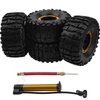 HIRCQOO 2.2" Rubber Tires Inflatable OD135mm & 12mm Hex Hub Plastic Beadlock Wheel Rims Compatible with Axial SCX10 Tamiya CC01 TF2 Traxxas 1/10 RC Monster Truck Crawler (Yellow)