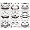 Qpout 9 Sheets Scary Halloween Face Temporary Tattoos for Women Men,Horror Big Mouth Wound Scars Stitches Tattoos Decals, Spider Web Bat Day of the Dead Witch Zombie Makeup Party Favor Supplies