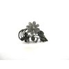 Generic Small mini silver metal gray enamel flower crystal hair claw bridal clip