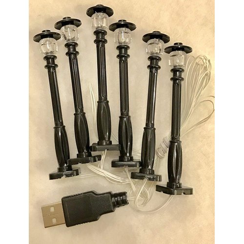 Shining Blocks LED Lighting Kit Black Lamp Posts Street Light 1 x 6 for Lego USB Powered
