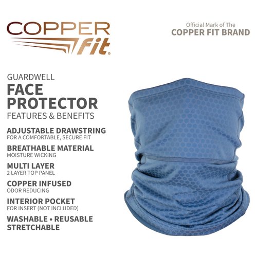 Copper Fit Unisex Adult Guardwell Face Cover and Neck Gaiter, Blue