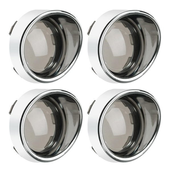 PBYMT Smoke Turn Signal Lens Cover 2" Bullet Visor-Style Chrome Bezels Compatible for Harley Touring Dyna Street Glide Road King Road Glide Softail Sportster Custom Cruiser 2000-2024 (4pcs)