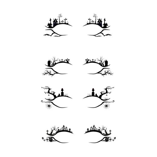 MDRTIRIM Halloween Eye Shadow Tattoos, 4pcs Spider Web Skull Bat Spooky Scary Fake Black Widow Temporary Tattoo Stickers for Women Girls Horror Halloween Masquerade Parties