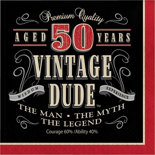 Creative Converting Vintage Dude 50th Birthday Lunch Napkins (Party Pack: 48 Count)