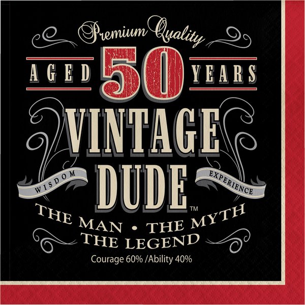 Creative Converting Vintage Dude 50th Birthday Lunch Napkins (Party Pack: 48 Count)