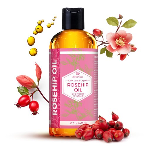 Leven Rose Rosehip Seed Oil for Face 16 oz - Pure Rosehip Oil for Face - Unrefined Cold Pressed Rosehip Oil for Body - Nighttime Face Moisturizer for Hair, Skin & Nails