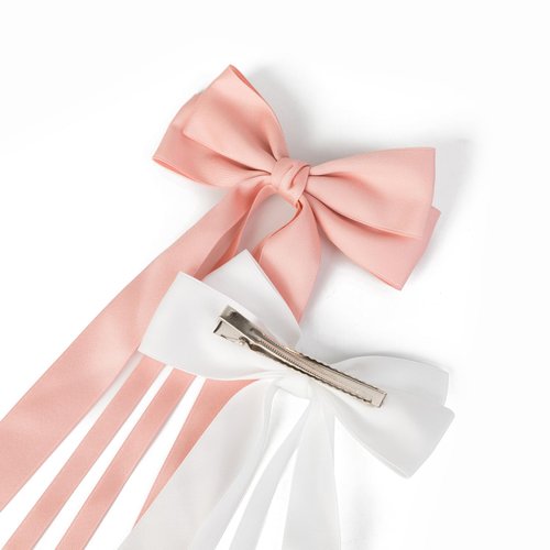 Agirlvct Hair Bow for Women,9 pcs 2 Size Long Tail Bow Hair Clips,Ribbon Barrettes with Claw Clips and Bow-knots, Cute Hair Clips with Tassel Hair Accessories Gift for Girls Teens Student