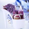Draizee Heel Spa Basket For Women - 10 Pcs Cherry, Lavender Scent Scented Spa Bath Essentials w/ Spa Baskets for Women Shower Gel, Bubble Bath, Body Butter & Lotion, Soft Bath Puff