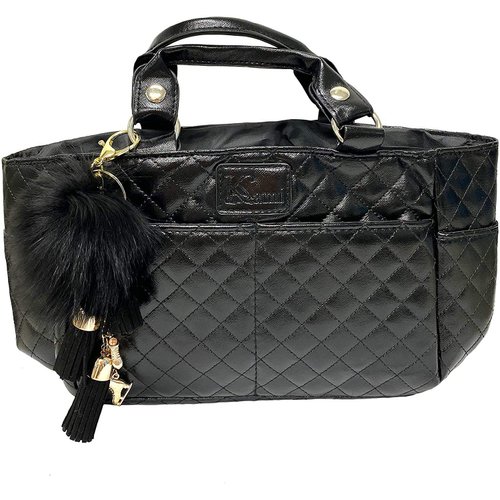 Kami-So Ice Skating Rink Tote - Great for Skate Guards Water Bottle and Other Skating Accessories (Onyx) with Black Charm