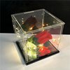 IDAFSA Clear Acrylic Display Case, Assemble Cube Display Box Stand with Black Base, Dustproof Protection Showcase for Collectibles Memorabilia Figurines (4x4x4 inch; 10x10x10cm)