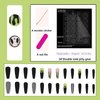 24Pcs Long Press on Nail Halloween Coffin Fake Nails Black White Stripes Cute Ghost Design Glossy False Nails for Women Girls Stick on Nails with Glue on Acrylic Nail Tips