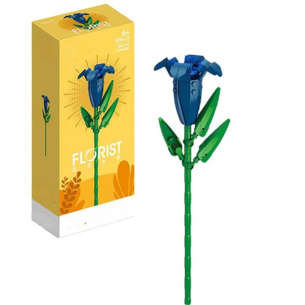 YICHENZHAOXING Mini Bricks Artificial Flower Bouquet Building Sets，DIY Simulation Plant Series Creative Toys,Flower Building Set Gentian 56PCS