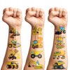 100 PCS Construction 2nd Temporary Tattoos Birthday Party Decorations Favors Supplies Trucks Tractor Two Years Old Vehical Excavator Bulldozer Stickers Gifts For Boys Classroom School Prizes Reward