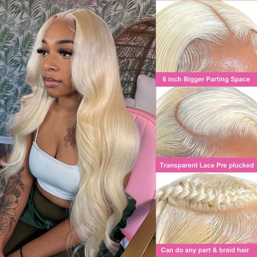 MYDIVA 613 Lace Front Wig Human Hair 13x6 Body Wave 28 Inch Blonde Lace Front Wigs Human Hair 200% Density 613 HD Lace Frontal Wig Blonde Glueless Wigs Human Hair Pre Plucked with Baby Hair