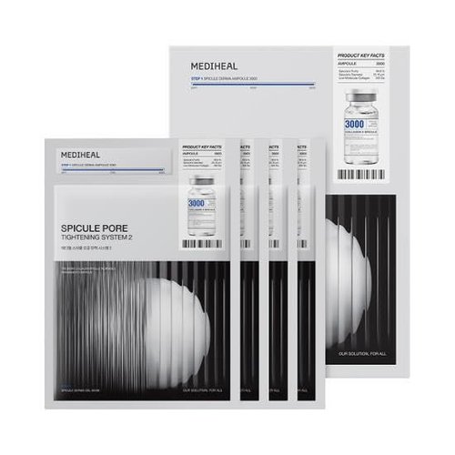 Mediheal Collagen Spicule Pore Care System 4 pcs - Serum & Gel Mask Set. 3,000 ppm Purity Spicule & Micro Collagen Included. 2-Step Pore Care System with Spicule Collagen Ampoule & Collagen Gel Mask