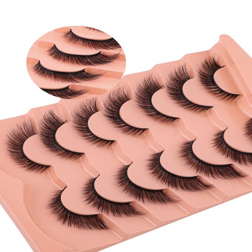 7 Pairs False Eyelashes Wispy Lashes Natural Look Fake Eyelashes Cat Eye Lashes Mink Fluffy Strip False Lashes Fox Eye Lashes Pack