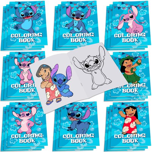 Stitch Party Supplies, 24Pcs Coloring Books for Stitch Birthday Party Favors Gifts, Goodie Bag Stuffers, Classroom Rewards, 8 Styles