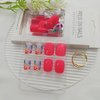 Square Press on Nails Short Fake Nails with Colorful Flower Designs Orange Red Nails Press ons Glossy Glue on Nails Acrylic False Nails Full Cover Stick on Nails for Women 24Pcs