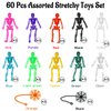 60 Pcs Halloween Stretchy Skeletons Party Favors for Kids with Sticky Spider Webs, Assorted Halloween Stretchy Toys for Kids Party Favors, Halloween Goodie Bags Filler, Pinata Filler, Game Prizes