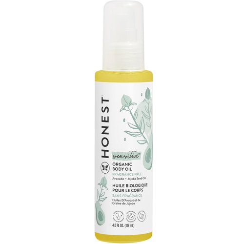The Honest Company Organic Body Oil | Gentle for Baby | Fragrance Free, Plant-Based, Hypoallergenic | 4.0 fl oz